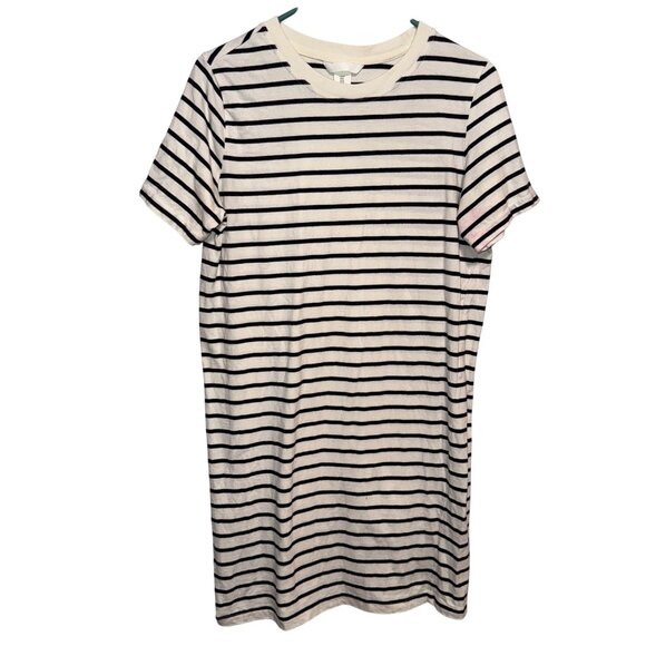 H&M Striped Short Sleeve T-Shirt Dress M Cotton - Picture 1 of 6